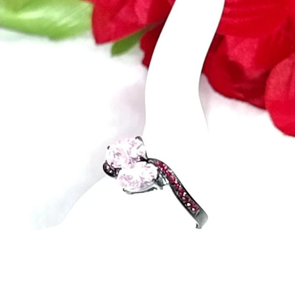 Women's Pink Stone Cocktail Ring Hypoallergenic Stainless Steel - Picture 9 of 12